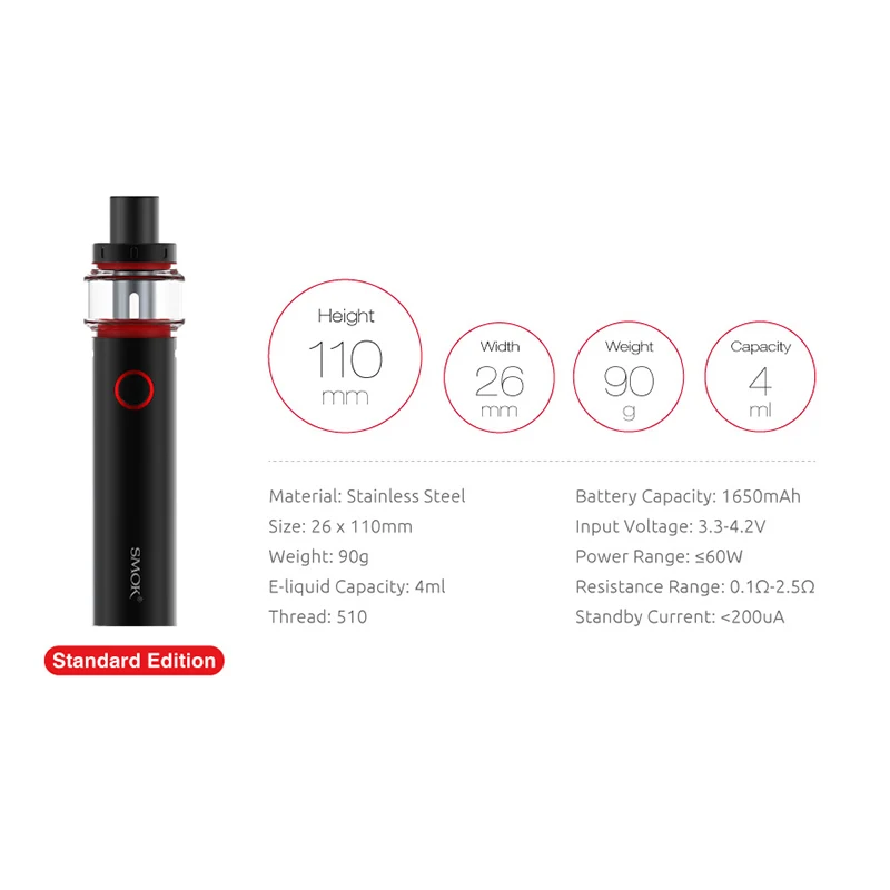 Online SMOK Vape Stift 22 Licht Edition verdampfer Mit 1650 mah batterie zigarette electronique VS Stick Prinz Kit Vaper S3215
