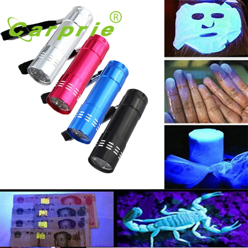 

Super Mini Aluminum UV Ultra Violet 9 LED Flashlight Blacklight Torch Light Lamp Black Dropshipping