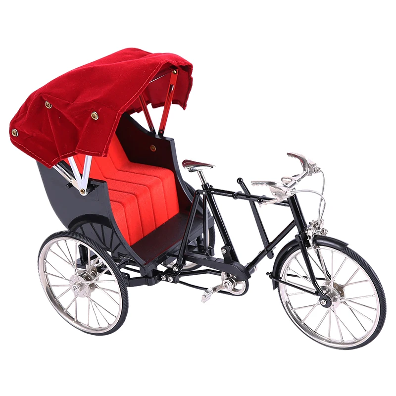 1:10 трехколесный рикша модель игрушки Моделирование Изысканный Металл Ретро велосипед украшения модель
