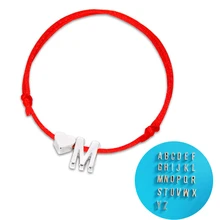 Fashion Letter Bracelet Red Heart Shape Letter Alloy Silver Red String Rope Lucky Couple Bracelet Chain women men Unisex Jewelry classic heart letter a bracelet for women