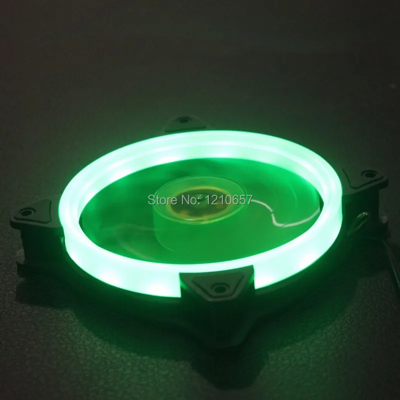 1PCS Case Cooling Fans 120mm x 25mm Green LED Ring for PC Cooling