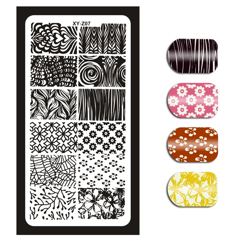 1Pc 6x12cm Nail Stamping Plates Flowers/Heart/ Pattern/English Letters DIY Hot Designs Stamp Template Nail Polish Stencils XY18