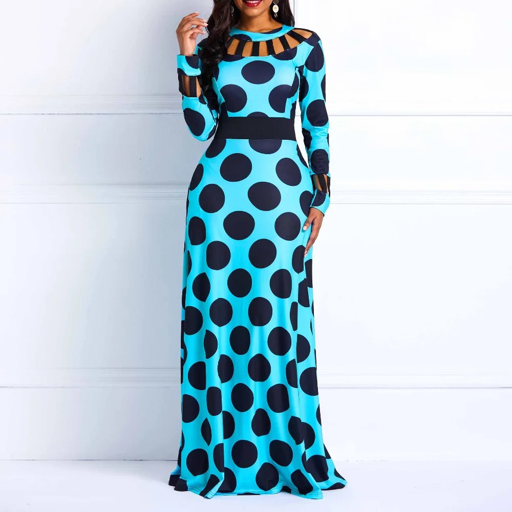 Clocolor Vintage Polka Dot Dress Women Autumn Winter Long Sleeve Printed Tunic Pocket High Waist Afircan Plus Size Maxi Dress Clocolor Vintage Polka Dot Dress Women Autumn Winter Long Sleeve Printed Tunic Pocket High Waist Afircan Plus Size Maxi Dress