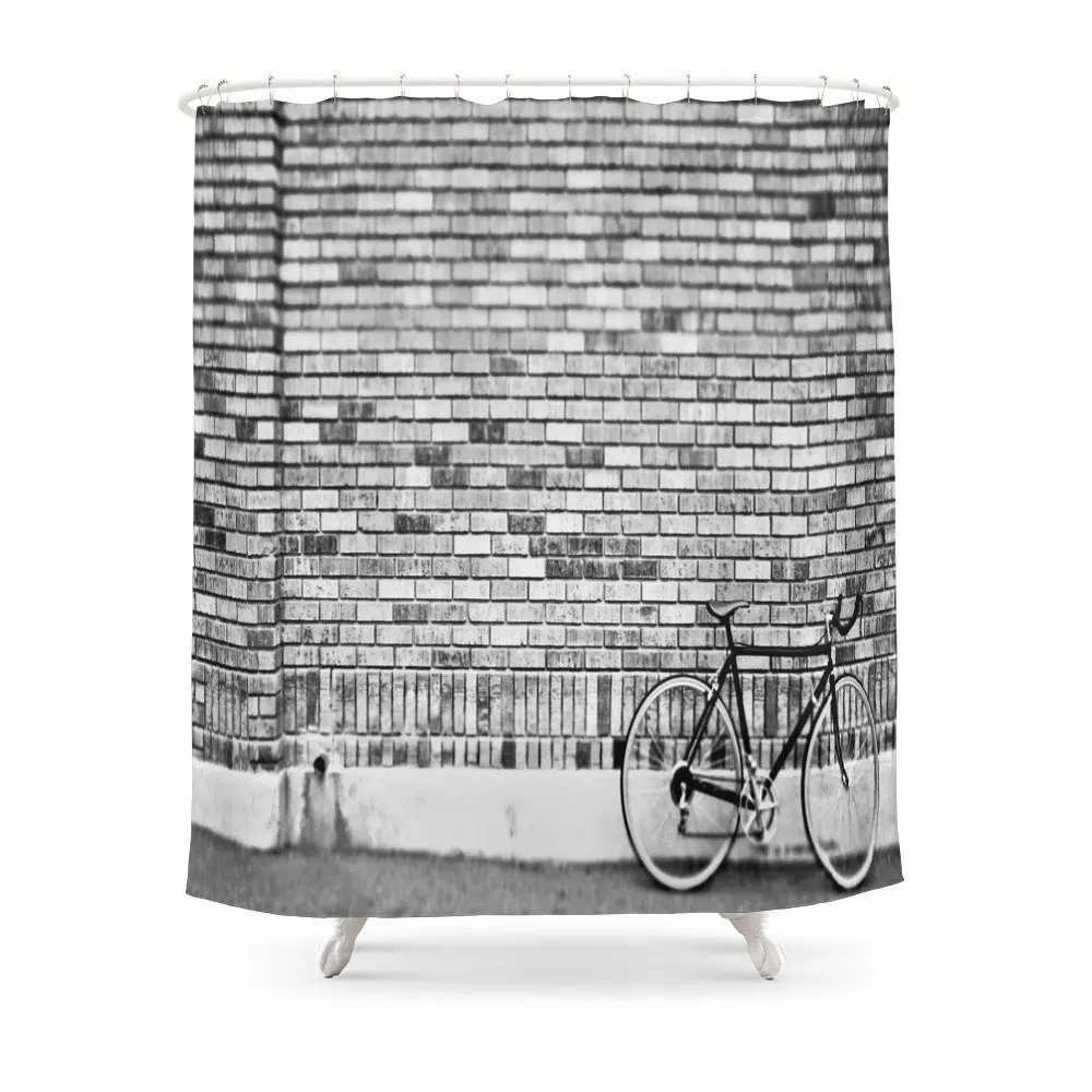 

Bike & Bricks Pt. 2 Shower Curtain Set Bath Curtain For Bathroom With Non-slip Floor Mat