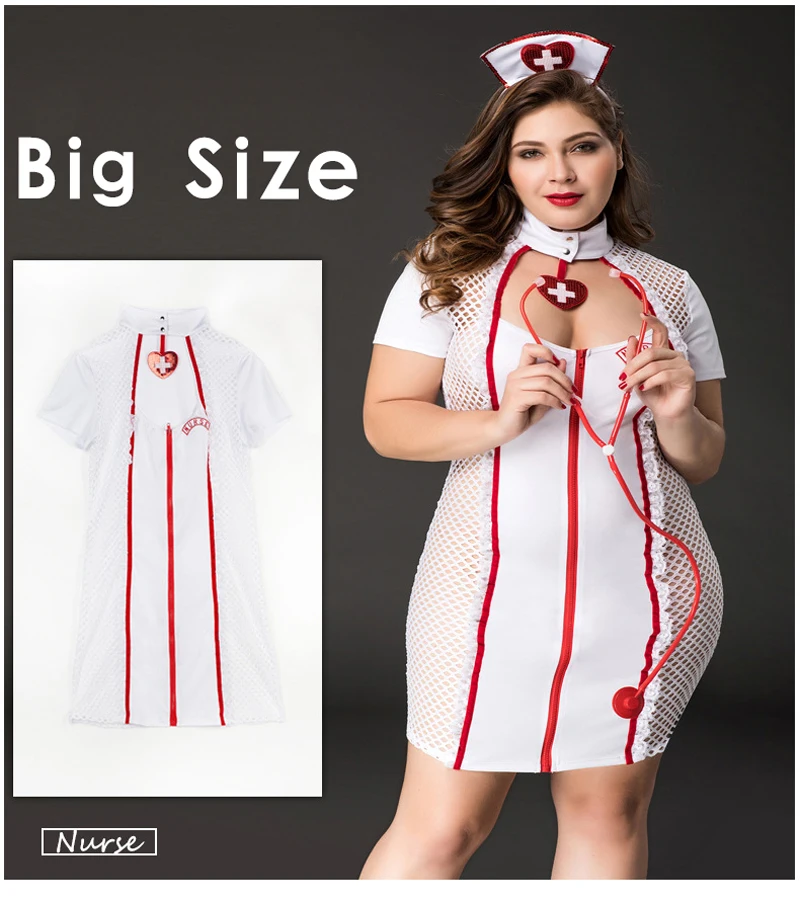 High quality Big Size Halloween Nurse Women Cosplay Costumes Nurse Uniform Plus Size Role Play Erotic Baby Doll Lingerie