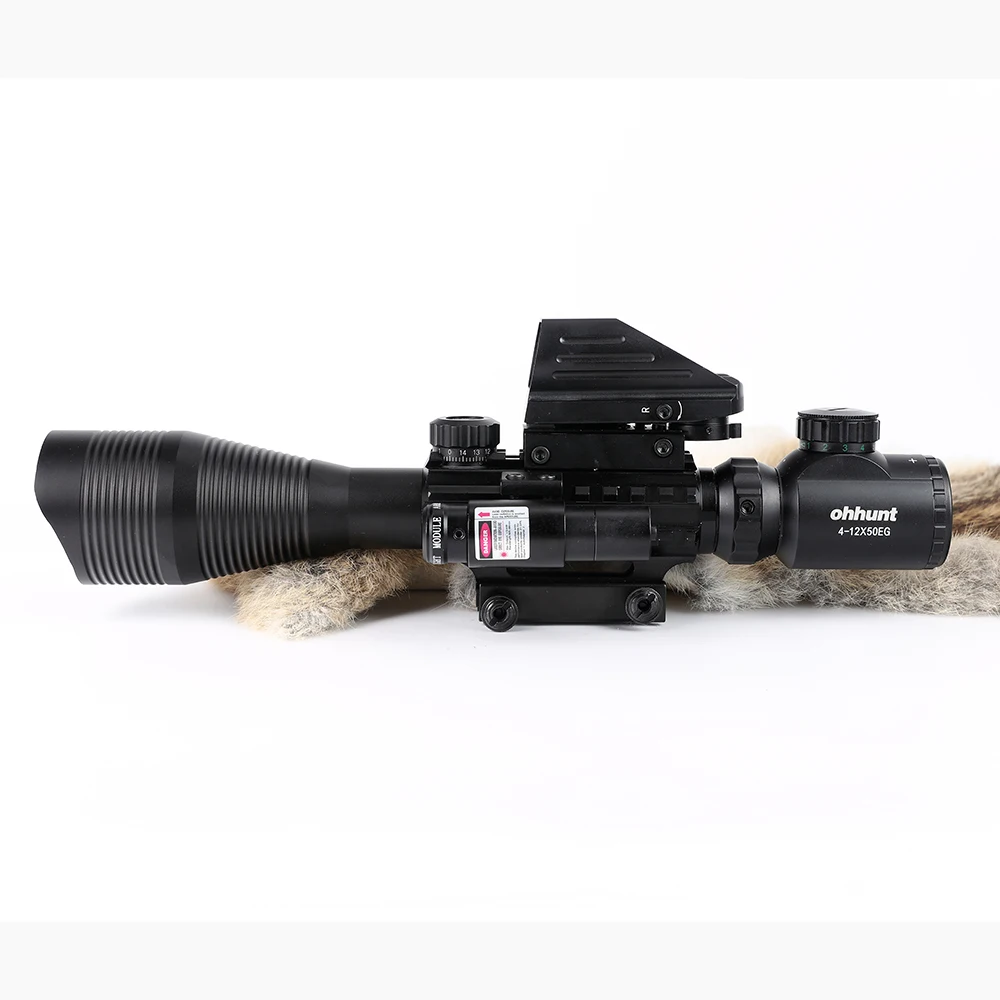 Ohhunt охотничий Airsofts Riflescope 4-12X50EG Тактический Воздушный пистолет Красный Зеленый точечный лазерный прицел голографическая Оптика прицел