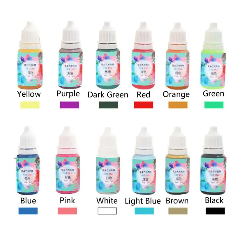 

12 Colors Art Ink Natural Pigment Colorant Dye Ink Diffusion UV Epoxy Resin Jewelry Making