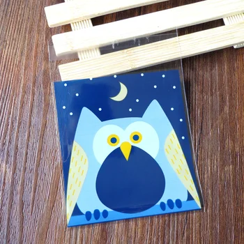 

300pcs 10x10+3cm Owl Pattern Cookies Bags Self-adhesive Cellophane Bag Candy Bags