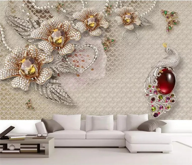 3d Papel Parede Kristal Tavusku u i ek Glitter Duvar Ka d Duvar 3d 