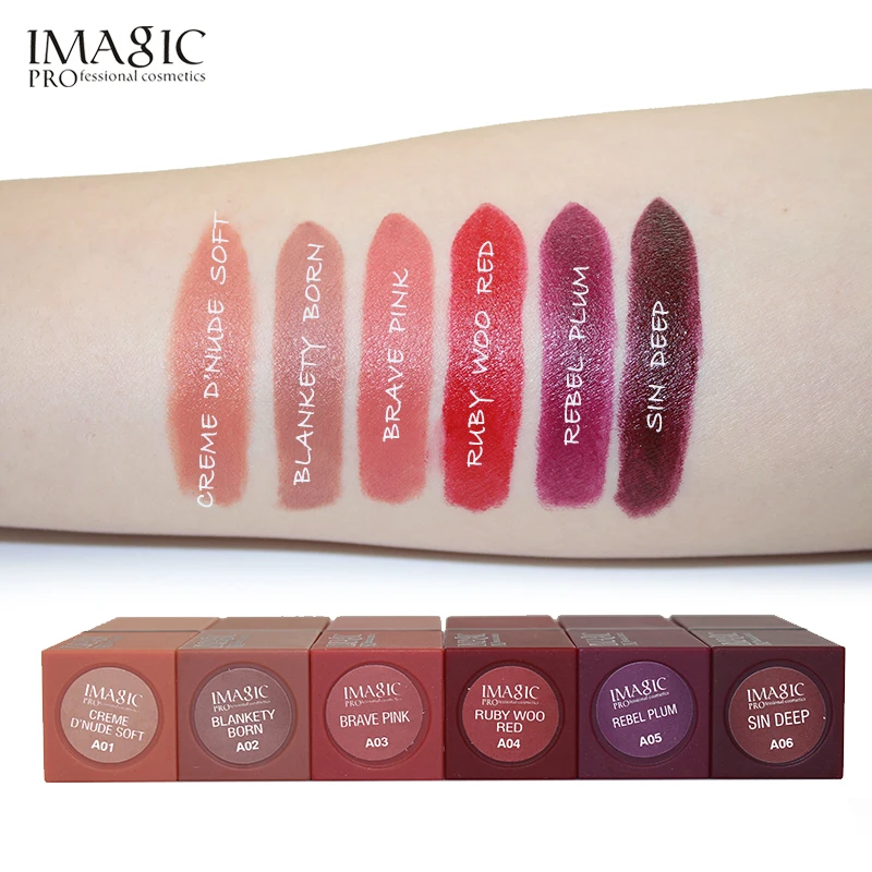 IMAGIC lipstick Matte 6 Colors Sexy girl Temptation Waterproof Long Lasting Rouge Makeup Beauty Lip cosmetic