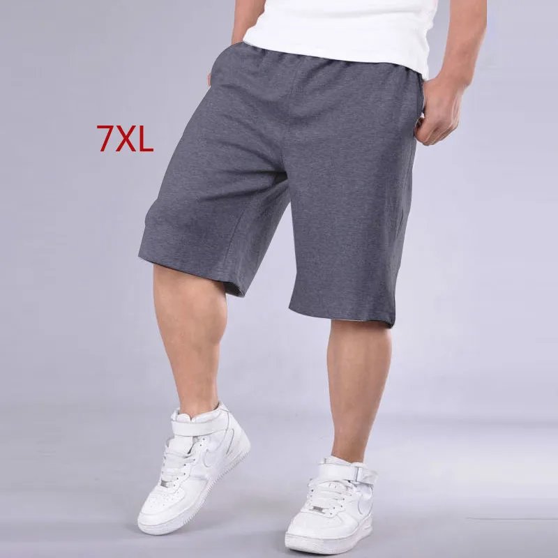 7XL Big Size Shorts Men Solid Baggy Loose Elastic Shorts Cotton Casual ...