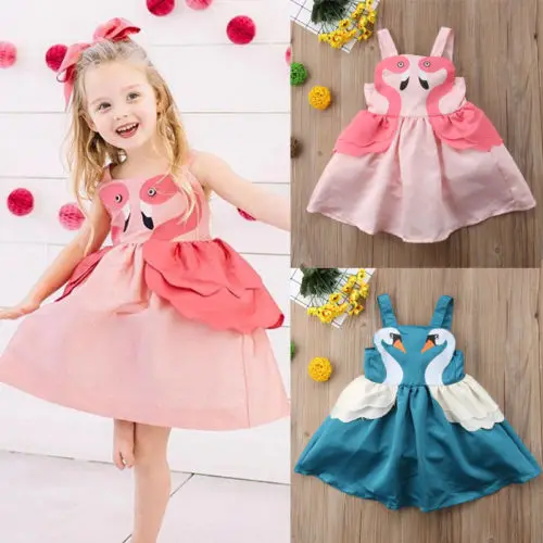 

Summer Newborn Kids Baby Girl Swan Ruffled Dress Princess Party Dress Clothes