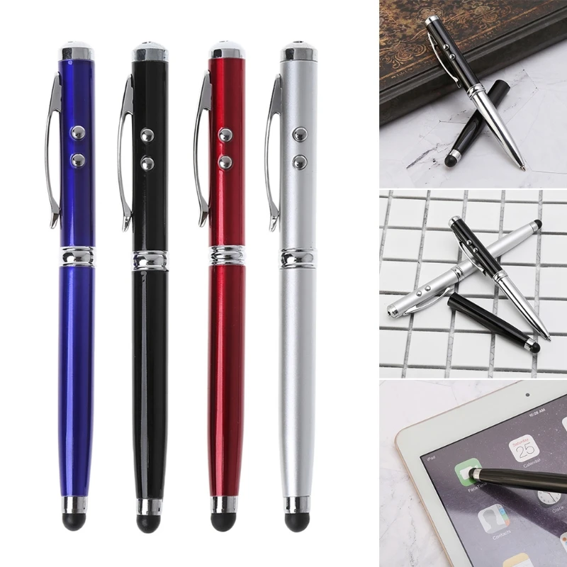4 in1 Capacitive Stylus iPad Touch Screen Ballpoint Pen LED Light Laser