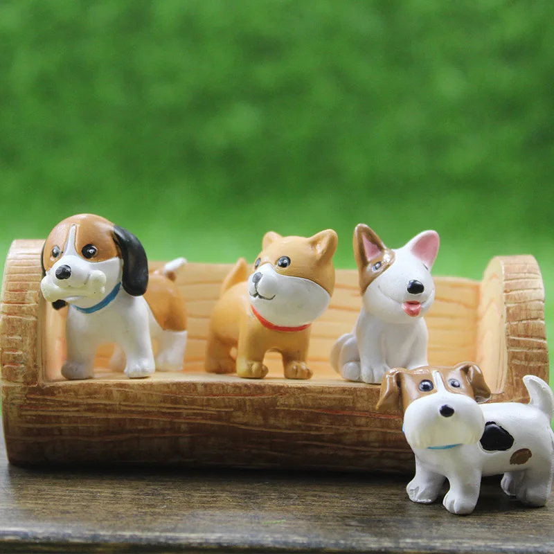 Kawaii Zakka Cute Mini Pet Puppy Dog Resin Miniature Figurines Bonsai