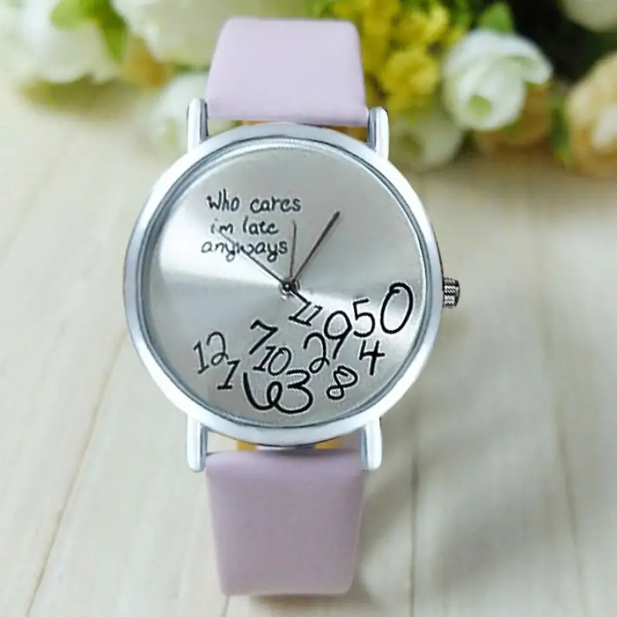 

2018 Wrist Watches For Women I am Late Anyway Letters Print Ladies Quartz Watch Dress Hour Clock Relogio Feminino reloj mujer