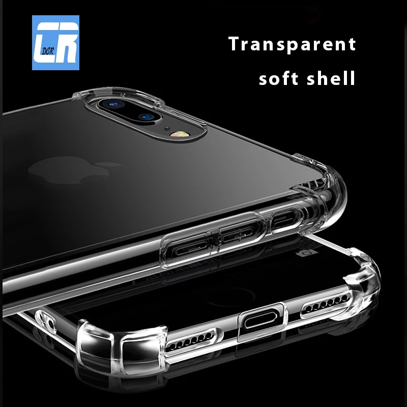 

DCR Transparent Silicone Full Cover For iPhone 7 7Plus 8 8Plus X Phone Case For iphone 6 6s plus 5 5s SE TPU Soft Bag Case Capa