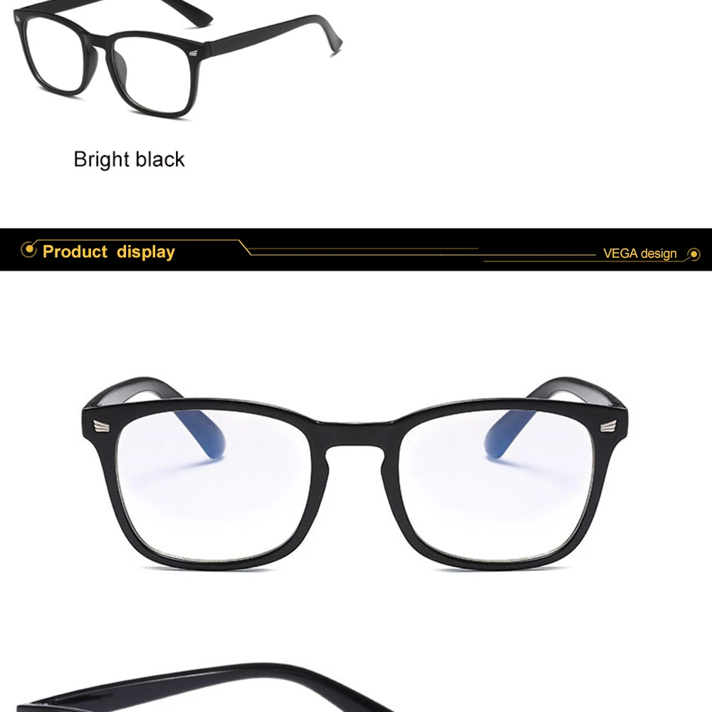 VEGA очки трендовые очки против голубого излучения без оправы квадратный прозрачный синий светильник блокирующие очки женские мужские очки для компьютера VG294