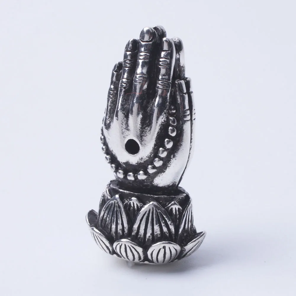 

1pcs Praying Hands with lotus guru beads for rosary making 3 hole bead Metal buddha spacer beads Tibetan Buddhism Supplies
