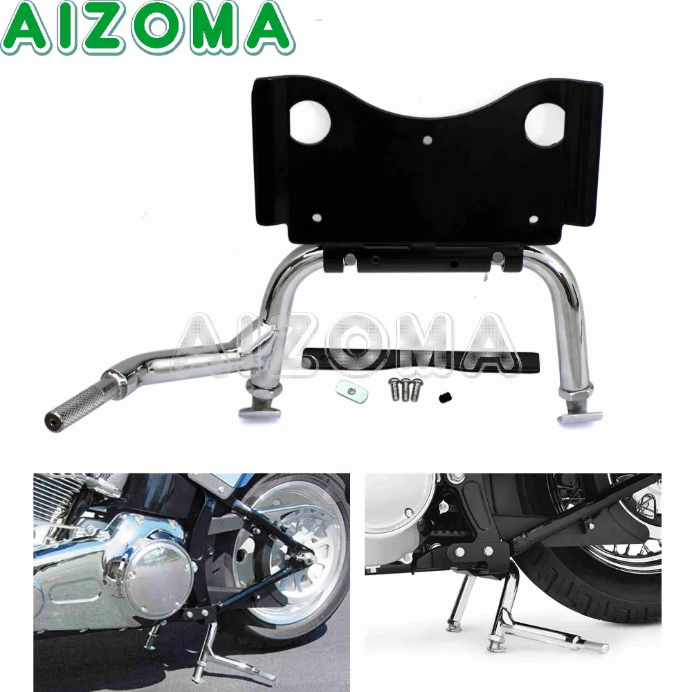 Chrome Adjustable Center Stand With Mounting Hardware Central Support Holder Service Stand For Harley Touring FLH FLT  2009-UP