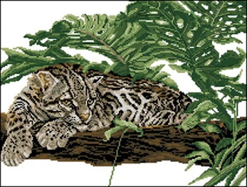 

Needlework 11CT 14CT 16CT 18CT Cross Stitch, DIY Count Cross Stitch, Embroidery Set, African tiger on tree