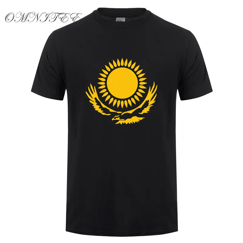 

Summer Cool Kazakhstan Flag T Shirts Novelty Funny Tshirt Kazakhstan Men Clothing Short Sleeve Cotton Camisetas T-shirt OZ-014