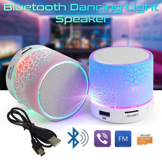 

Wihoo Mini bluetooth speaker Support TF card music player Portable LED light wireless USB speaker