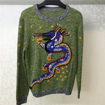 

Embroidery Sweater for Women Long Sleeve O-neck High Quality Lady Pullovers for Party 2018 New Autumn Sweater
