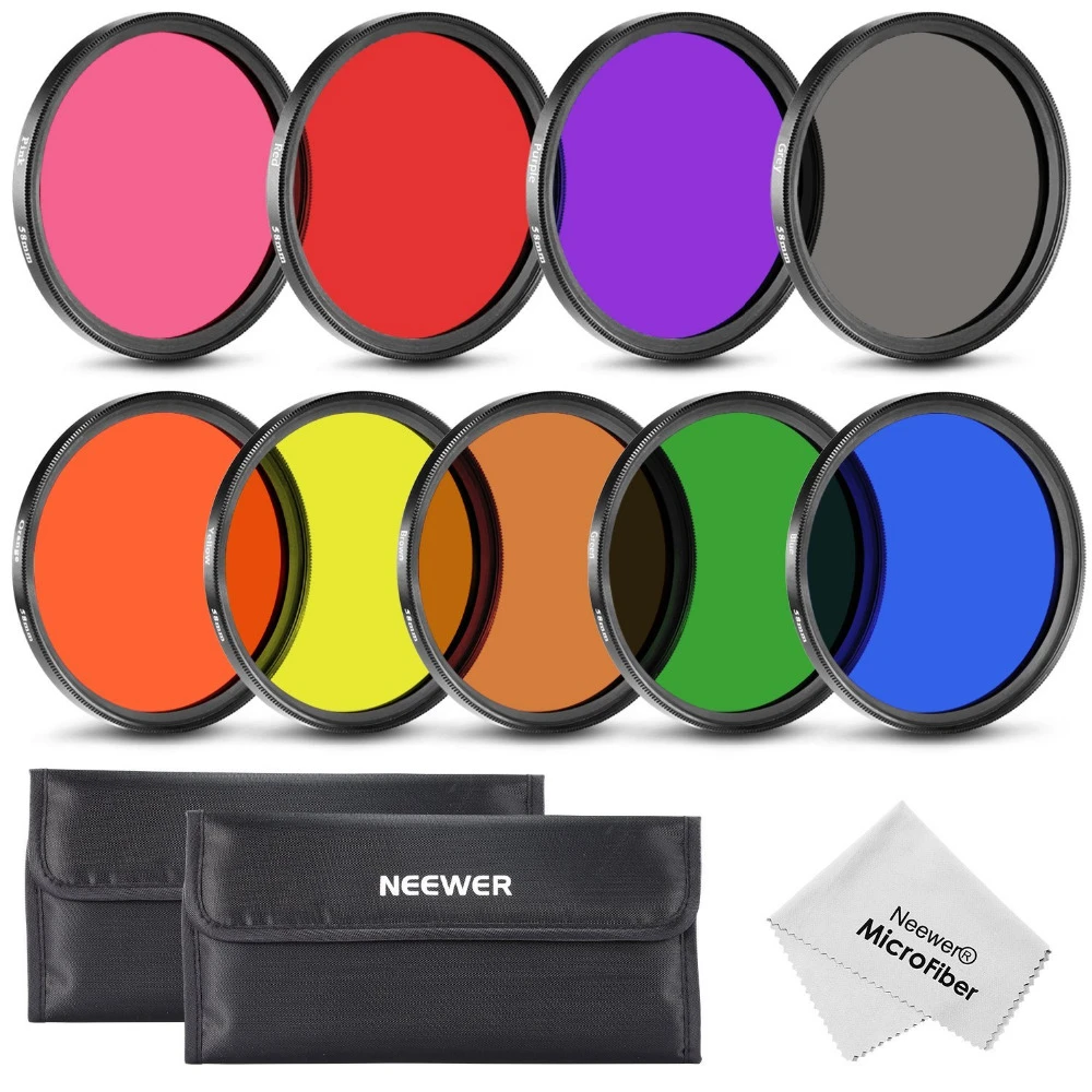 Neewer juego completo de filtros para lentes de cámara, conjunto de filtros  de 58MM a todo Color para Canon/Nikon/Pentax/Olympus, 9 unidades|filter  set|lens filtercolored lens filters - AliExpress
