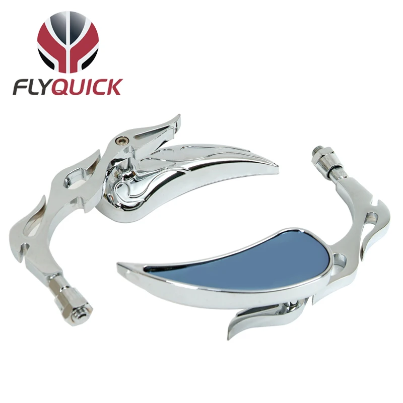cheap FLYQUICK Fashion Flame Universal Decorative Micro Rearview Mirrors Cafe Racer Chopper Racing Bike Teardrop Motorcycle Mirrors