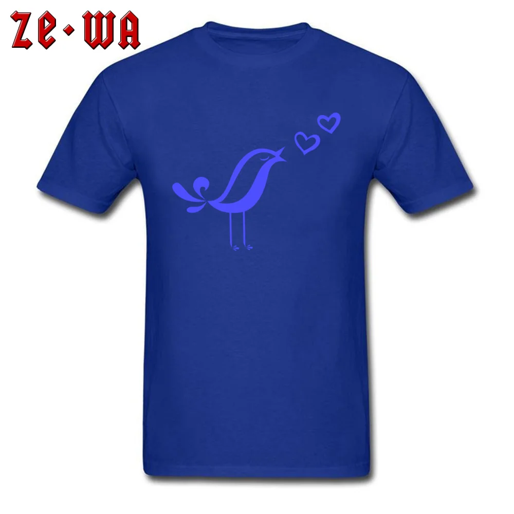 Love Song Birds Tops Tees Hip Hop Crew Neck Design Short Sleeve 100% Cotton Fabric Men's T-Shirt Gift Tee-Shirts Love Song Birds  blue