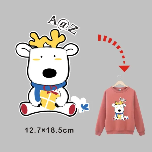 Deer Hold Gift Stickers for Lady Kid Boy Girl Clothing Heat Transfer