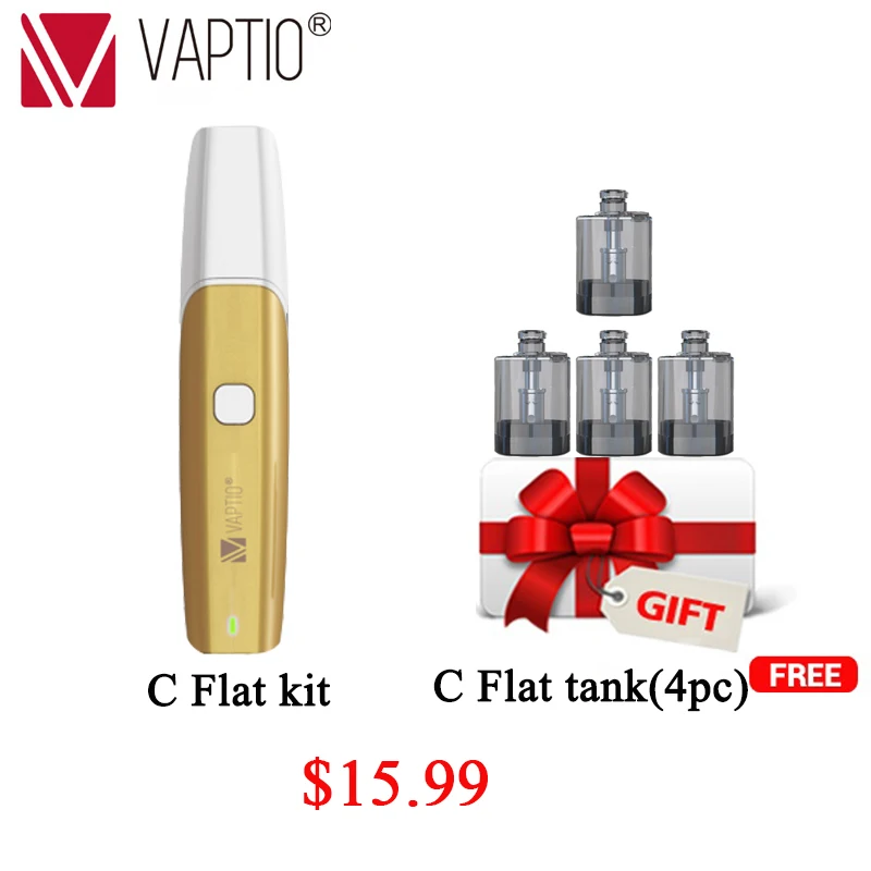 

Vape Pen Vaptio C-Flat 15W Electronic Cigarette 350mah VAPE KIT 1.5ml E-liquid Capacity 1.0ohm Evaporator Resistance Convenient