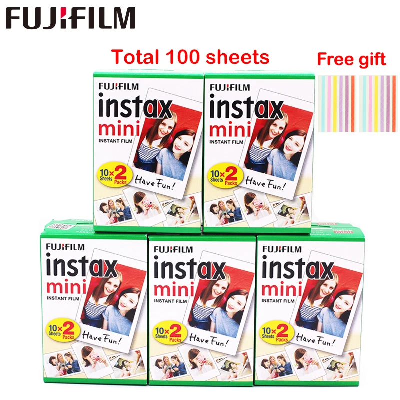 Original 100 Sheets Fujifilm Fuji Instax Mini White Film Instant Photo Paper For Instax Mini 11 7 7s 8 9 70 25 Camera SP-1 2