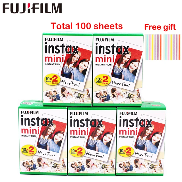Best Price Original 100 Sheets Fujifilm Fuji Instax Mini White Film Instant Photo Paper For Instax Mini 8 9 70 25 Camera SP-1 2 + Free Gift