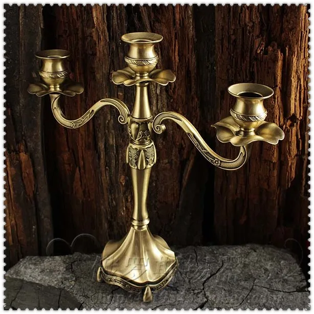 Continental complex three bronze candle holder metal tin ornaments five