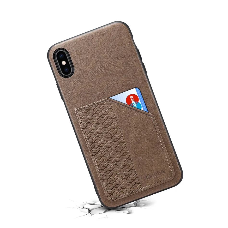 Чехол с держателем для карт для IPhone X 8 7 6 Plus XR XS carcasa Роскошный кожаный чехол для задней панели тонкий чехол для IPhone Xs Max