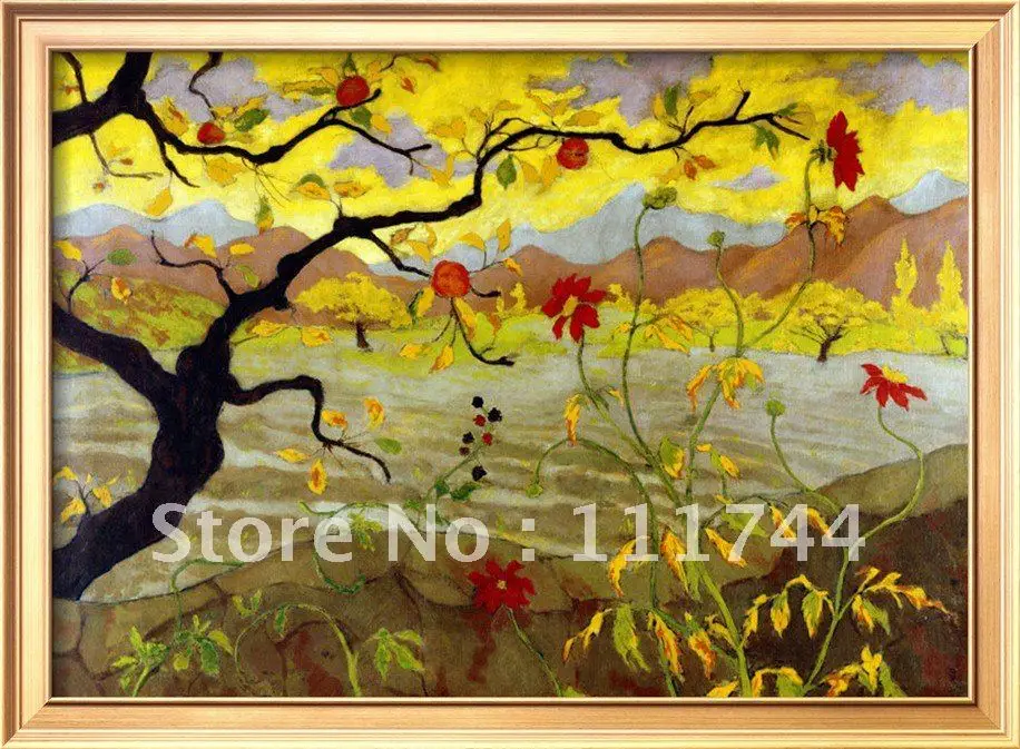

Modern art Landscape canvas painting Apple Tree with Red Fruit by Paul Ranson High quality hand painted