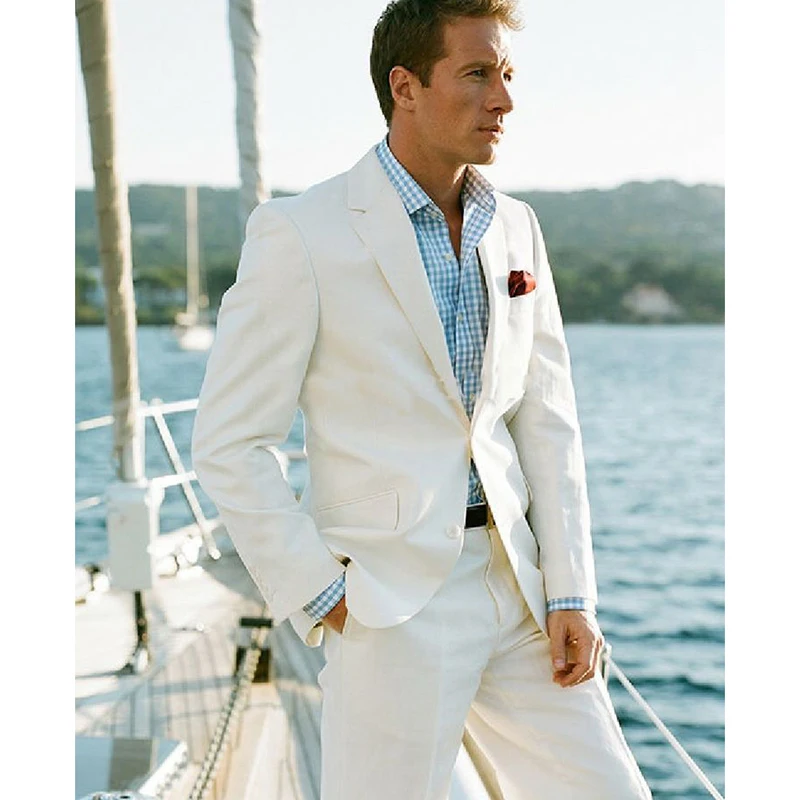 Ivory Blazer Custom Made summer Suit Sharp Look Tailored Groom mens