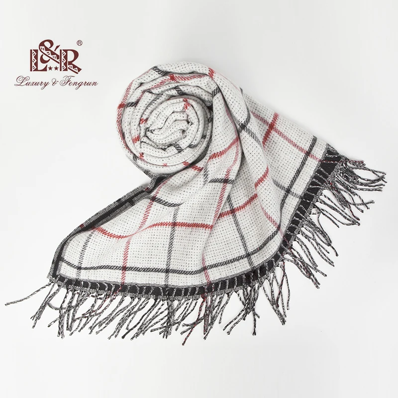 Модный кашемировый шарф в клетку для женщин, теплые мягкие шарфы, шали для девушек, брендовые длинные зимние пончо из пашмины с кисточками