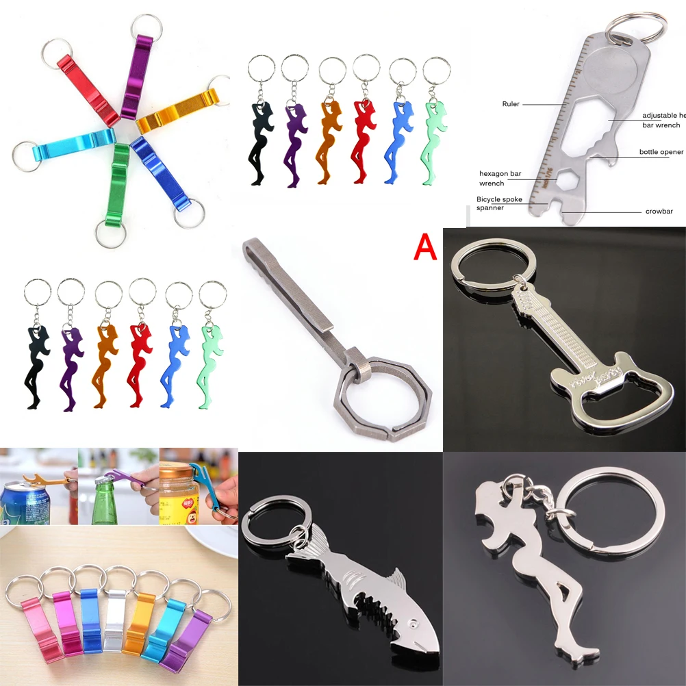 Portable 4 In 1 Bottle Opener Key Ring Chain Keyring Keychain Metal Beer Bar Tool Claw Gift Unique Creative Gift