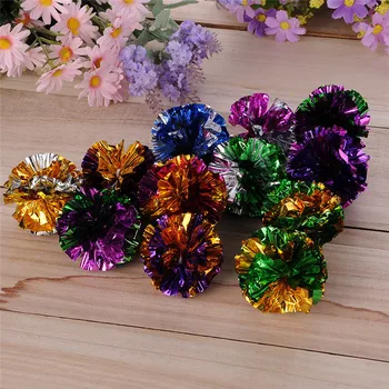 

Hot Sale 12pcs/lot Colorful Paper Balls Tease Cats Rods Plaything Fashion Pet Cat Toys Interactive Toys Color Send In Random