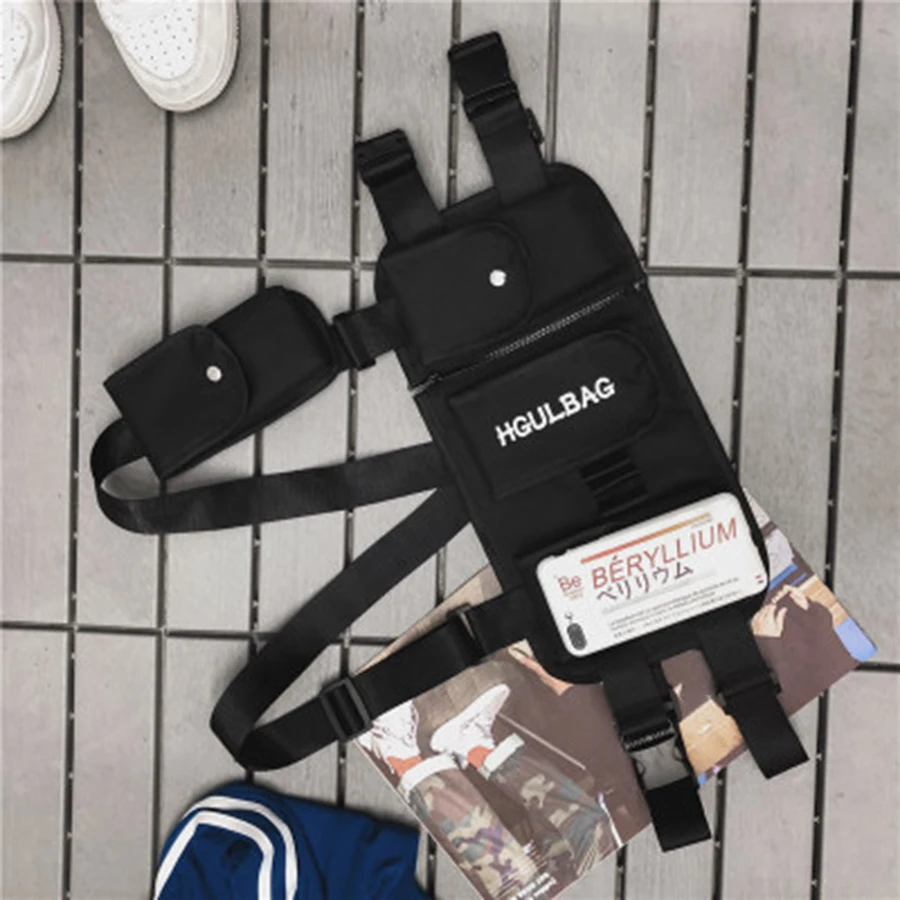 Горячая Мода нагрудная сумка черная поясная сумка пакет мульти-карман хип-хоп Уличная функциональная Военная Тактическая нагрудная сумка 60B0034