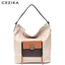 CEZIRA Deigner бренд Vegan Хобо сумки на плечо для женщин передний карман смешанные цвета Отделка Сумки Повседневная Мягкая Pu Высокое качество сумки