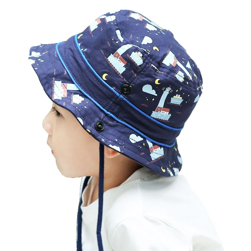 

New 2018 Kids Summer Sun hats with Star Moon Printed Boys Girls Hats Panama Caps Cotton Outdoor Sun Hats Children's Beach Hats