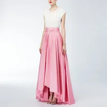 Высокая талия розовая длинная юбка Aymmetrical формальная офисная Высокая мода плиссированные высокие низкие юбки женские, макси Одежда на заказ