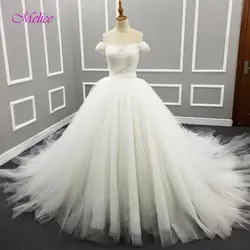 Melice Сексуальная спинки плиссированные богемный свадебный наряд с кружевной отделков рукавов бальное платье Свадебные платья 2018
