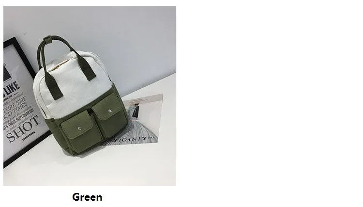MJ Women Canvas Backpack Fashion Patchwork Canvas Travel Bag Female Large Capacity School Bag Backpack for Teenage Girls (4)