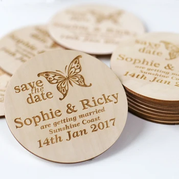 

Butterfly Stlyes Wedding Save the Date Magnets, Personalized Elegant Wedding Invitation ,Wedding Favors ,Fridge Magnet