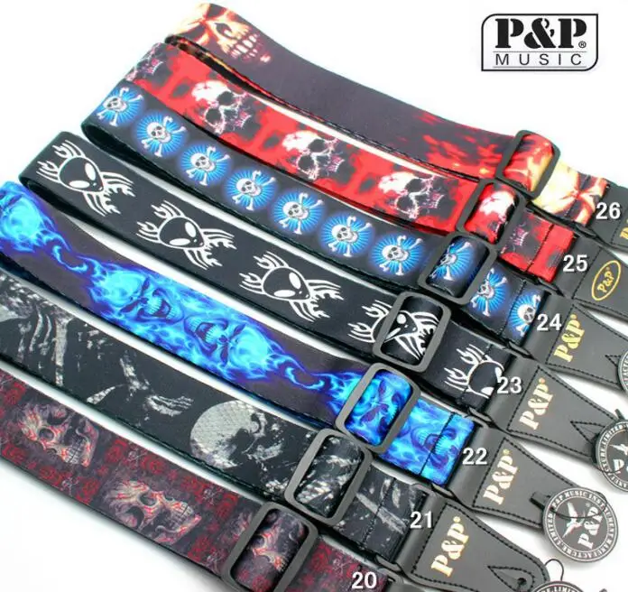 Guitar Strap For Electric Acoustic Folk Guitar Bass With Cool Skull