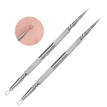 5 типов, 2 в 1, средство для удаления угрей из нержавеющей стали, инструмент для макияжа, алюминиевая трубка для удаления угрей, Наконечник иглы с петельным наконечником, двусторонний экстрактор прыщей